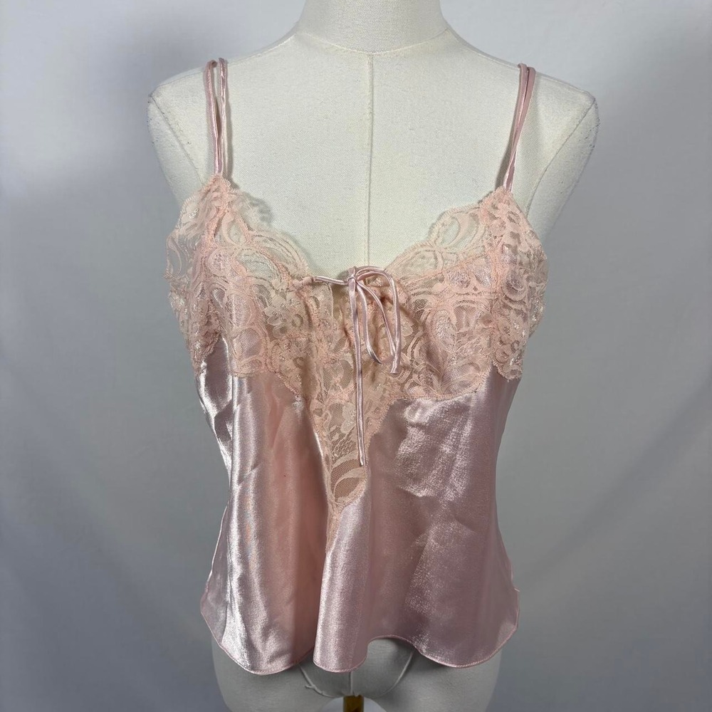 Victoria's Secret vintage pink satin lace cami top size medium 90s coquette